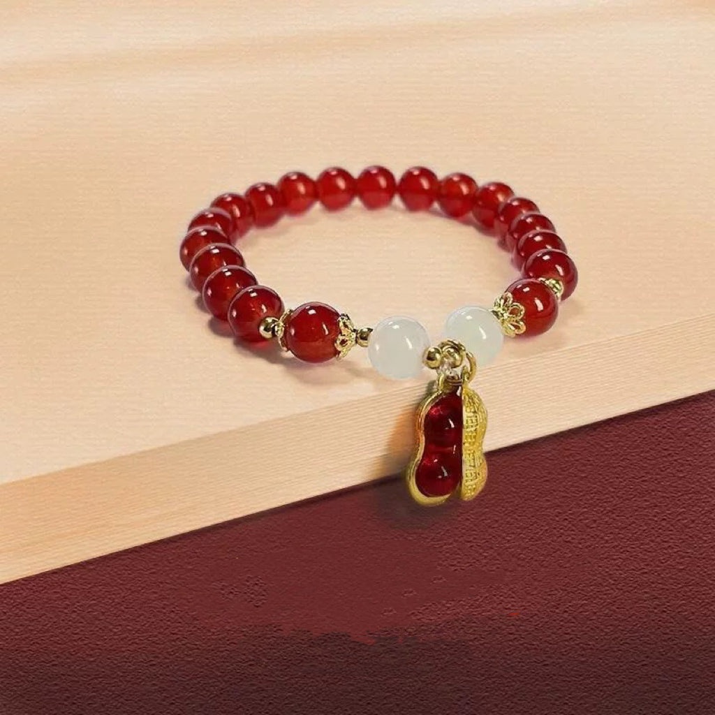 Good Things Happen " Red Happy" Natural Agate Bracelet Two Worlds of Joy Light Luxury Fashion Bracelet My Store