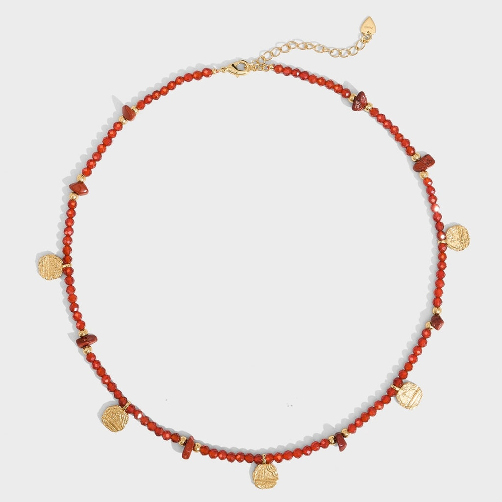 Red Agate Beaded Kiss Bracelet + Necklace Red String New Year Gift