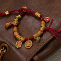 【Your Experience with Abundance Starts Now】 Gold God of Wealth Bracelet for Women New Retro High-end Red Rope Bracelet