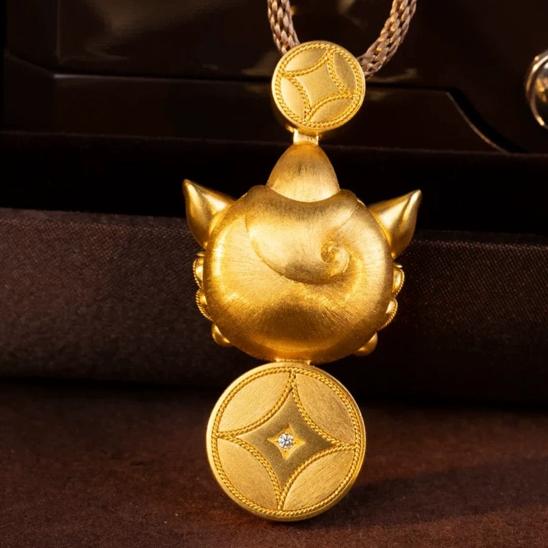 【Ultimate Wealth Enhancement Power】Feng Shui Pixiu necklace mythical beast copper coin necklace gold-plated pendant