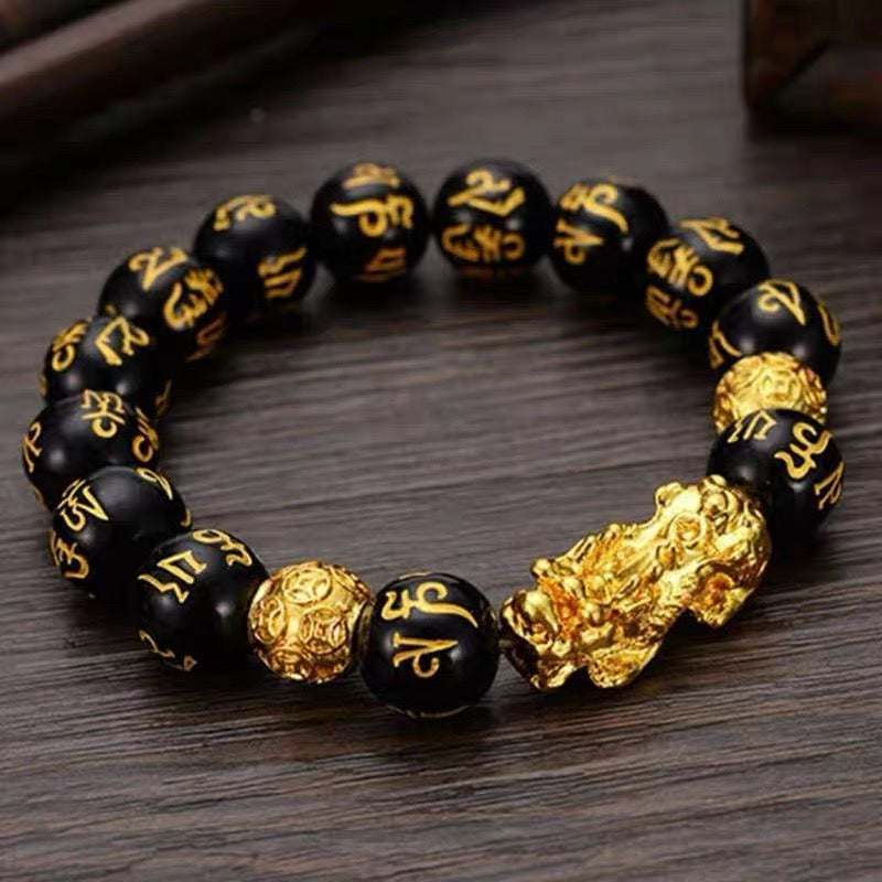 Feng Shui Pixiu Obsidian Stone Beads Bracelet Custom Charm Pi Xiu Bracelet My Store