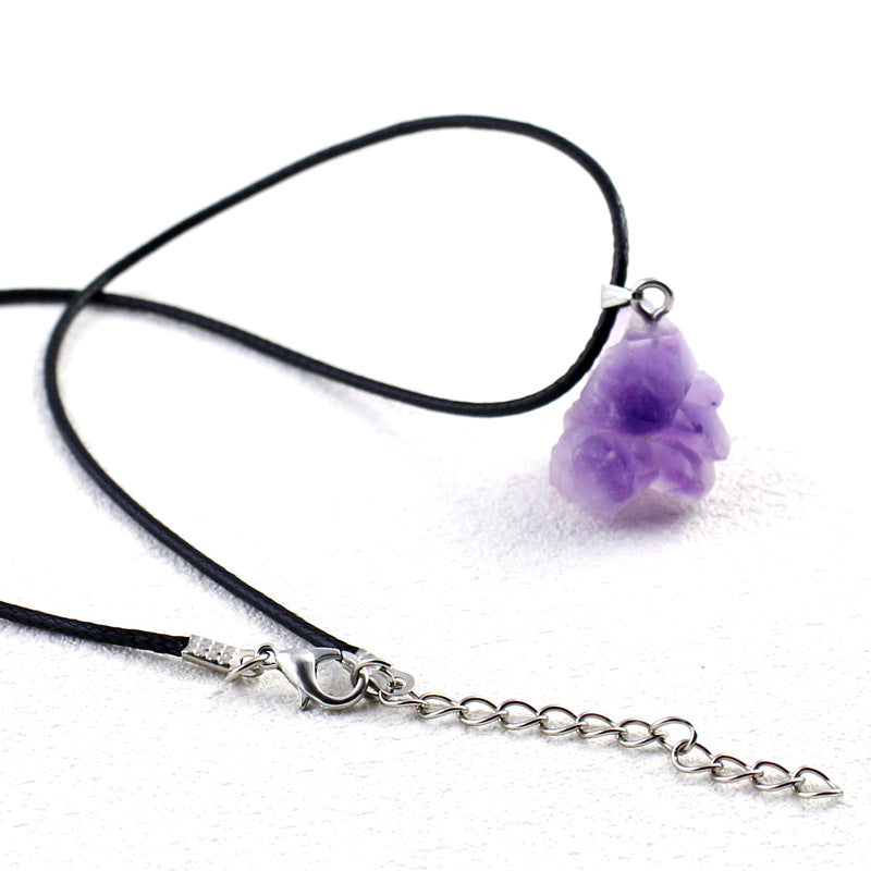 Amethyst natural stone necklace irregular pendant romantic love My Store