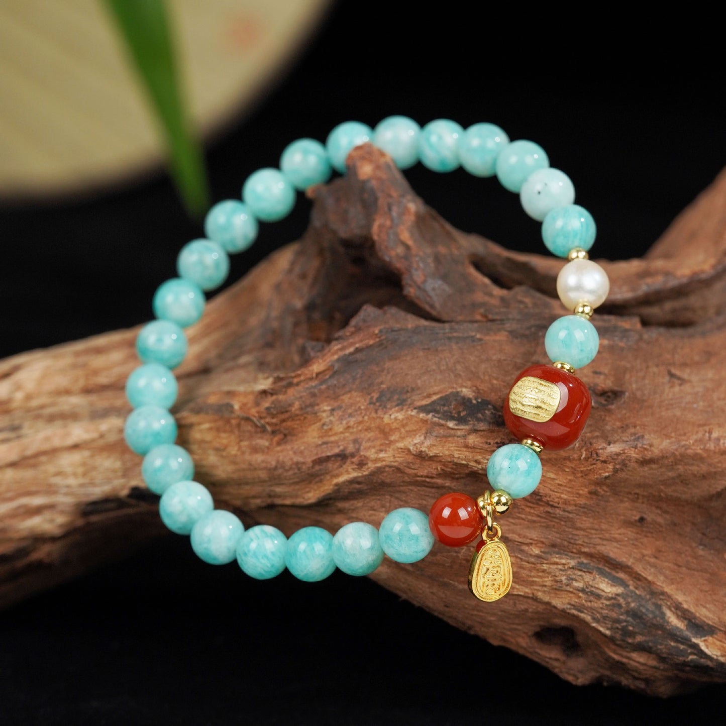 Natural Amazonite Bracelet Rose Quartz Buddha Charm My Store