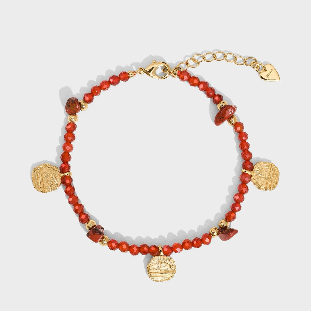 Red Agate Beaded Kiss Bracelet + Necklace Red String New Year Gift