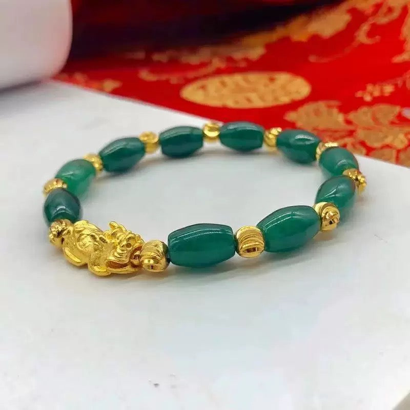 Jade Bracelet Good Luck Jewelry with Pendant Feng Shui Bracelets Xiu Pi Yao Bracelets Attract Good Luck Wealth