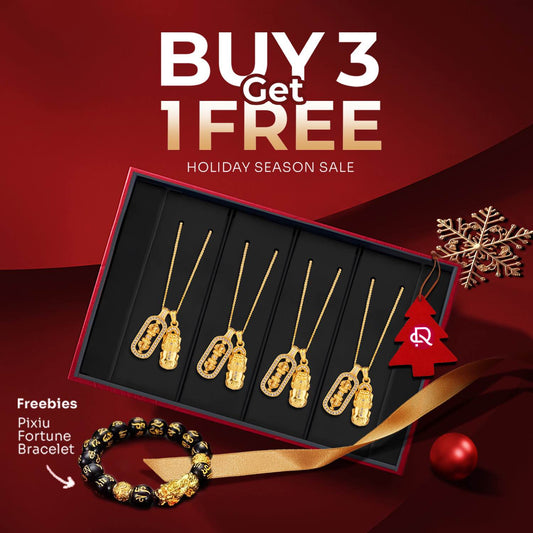 🔥【Last Chance!! Get 4 Best Selling Necklace at the Best Price of 3! + 1 Free Matching Bracelet 】Exquisite Gold Plating Pixiu Set: Gold Pixiu Pendant 4 PCS