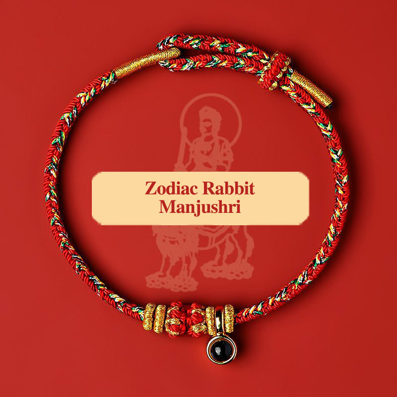 Buddha Red String Bracelet Zodiac Feng Shui - Buddhist Lucky Charm Good Luck Wealth Gift (Adjustable)