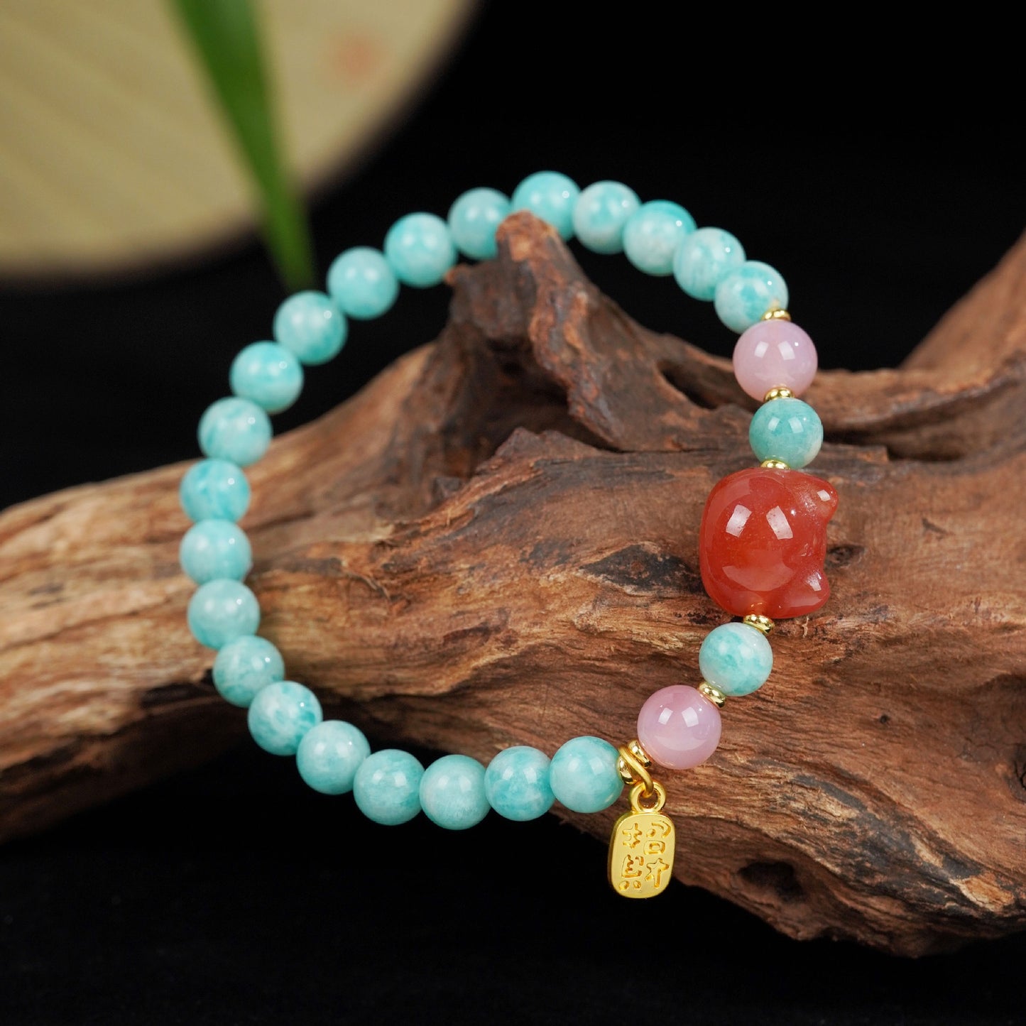 Natural Amazonite Bracelet Rose Quartz Buddha Charm My Store