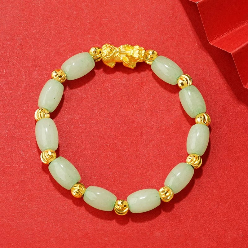Jade Bracelet Good Luck Jewelry  Feng Shui Bracelets Xiu Pi Yao Bracelets Gold Attract Good Luck Wealth