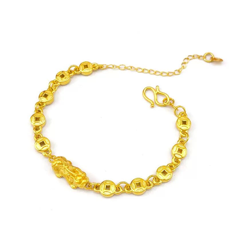 【Fulfillment of Wealth Potential】 Fine Coin Pixiu Fortune Bracelet Gold