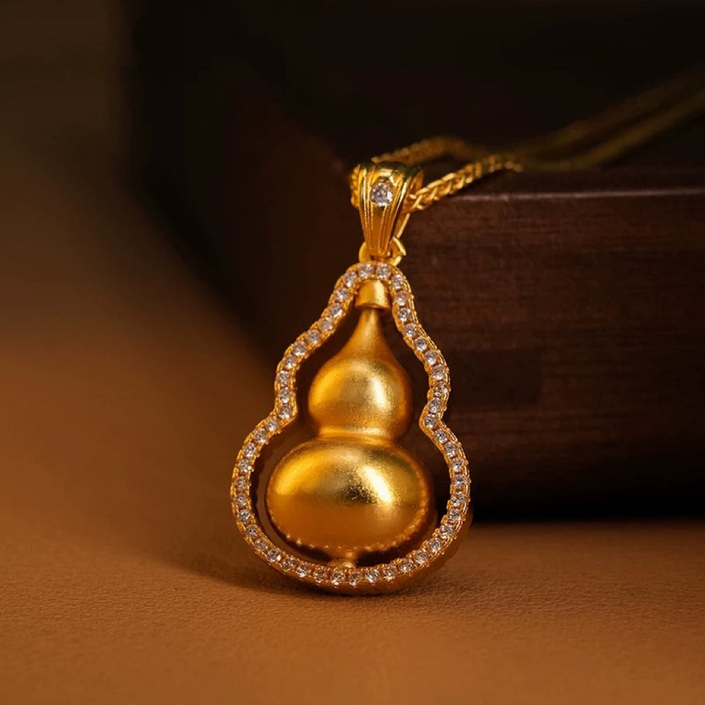 【Best For Abundance Improvement in 2025】Exquisite Feng Shui Gourd Pendant, New Style Golden Choker Chain, Luxury Gift
