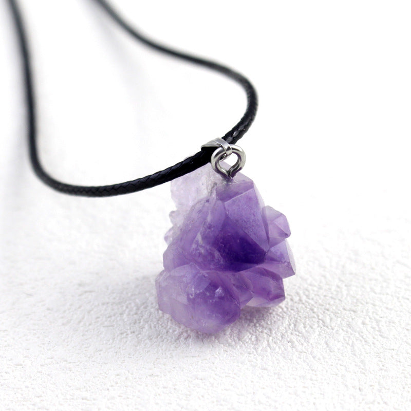 Amethyst natural stone necklace irregular pendant romantic love My Store