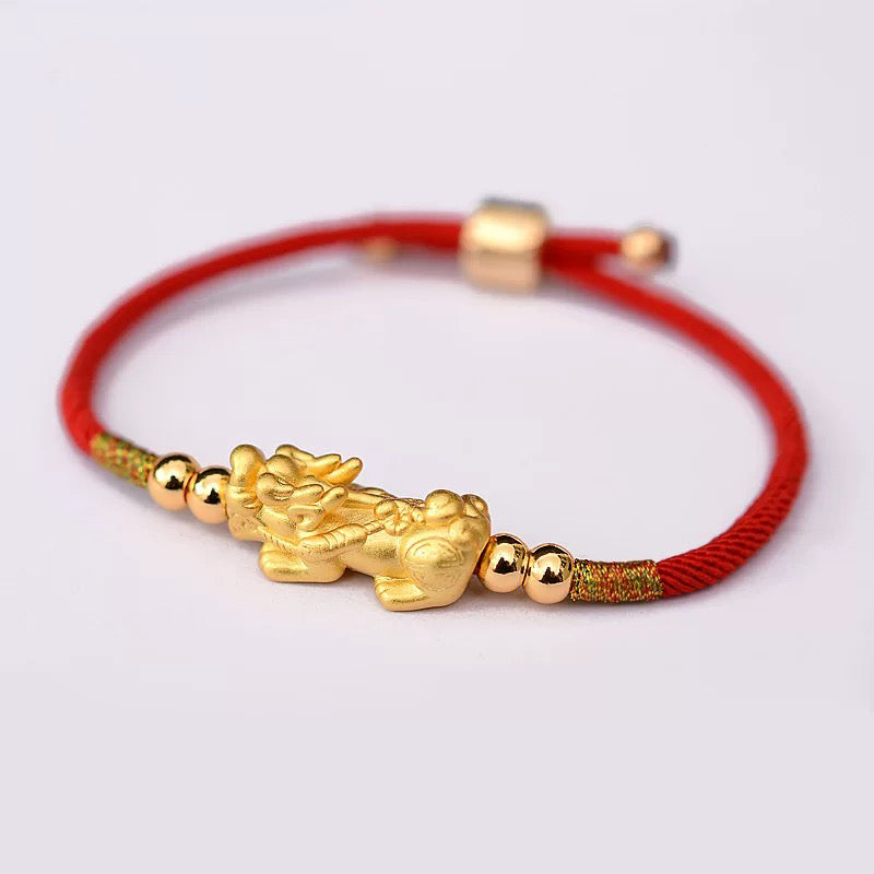 【Super Lucky for Money】Handmade Fortune Pixiu Red String Bracelet (Adjustable)