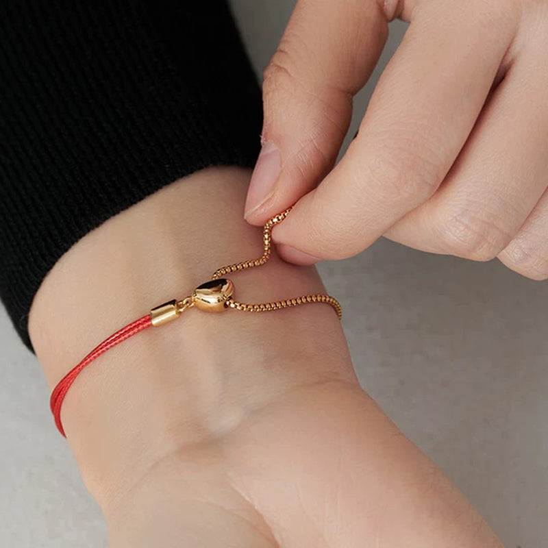 Tibetan Red rope braided bracelet 925 silver ladies (adjustable)