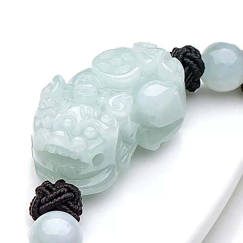 Tibetan Red String Bracelet jade Pixiu Fengshui- Buddhist Lucky Charm（Adjustable）