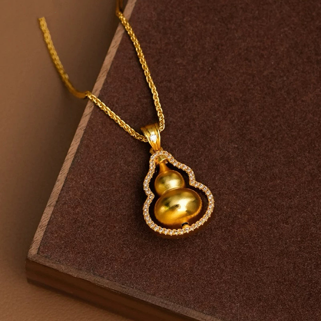 【Best For Abundance Improvement in 2025】Exquisite Feng Shui Gourd Pendant, New Style Golden Choker Chain, Luxury Gift