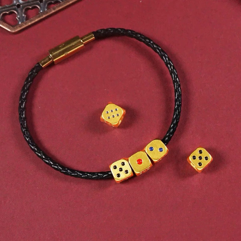 [Holiday season big sale! - 45% off] DIY Gold Dice Gold Beads Red String Bracelet to Improve Gambling Luck Au999