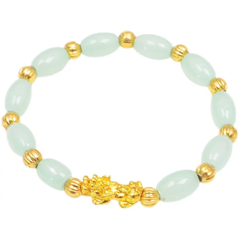 Jade Bracelet Good Luck Jewelry  Feng Shui Bracelets Xiu Pi Yao Bracelets Gold Attract Good Luck Wealth