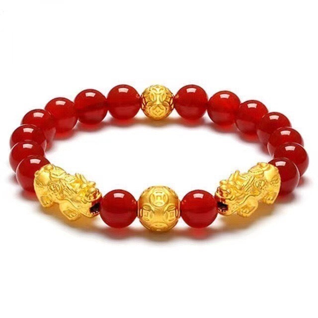 【Valentine's Day 50% Off】Pixiu Bracelet Gold Plated Agate Bracelet for Debt Relief and Gambling Fortunes