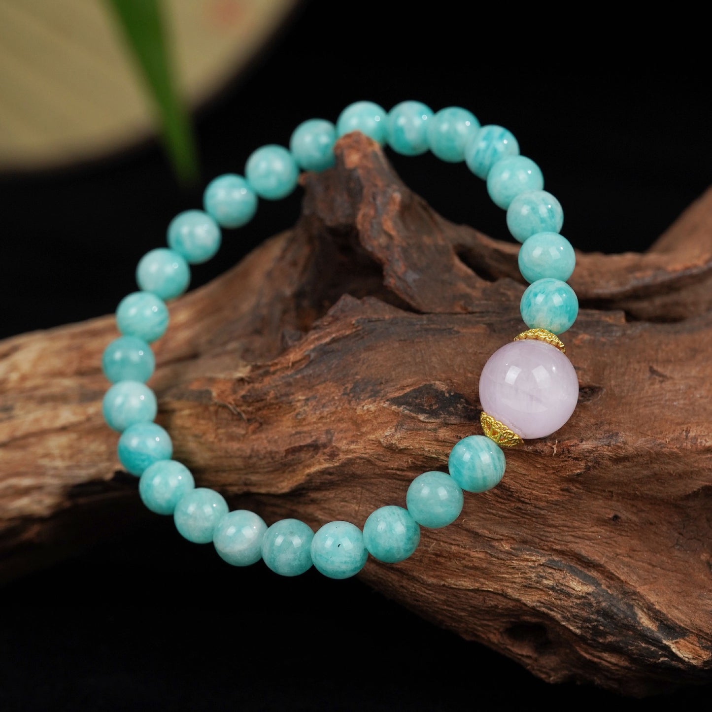 Natural Amazonite Bracelet Rose Quartz Buddha Charm My Store