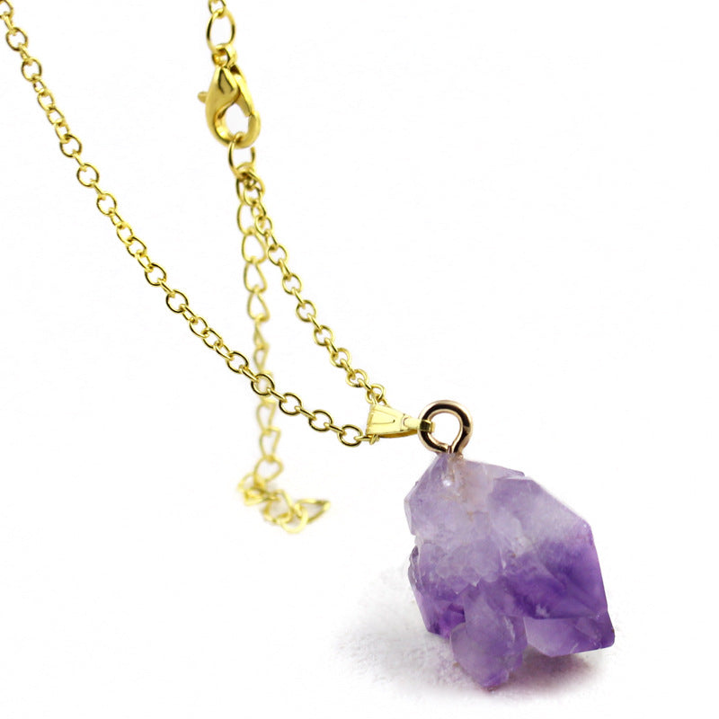 Amethyst natural stone necklace irregular pendant romantic love My Store
