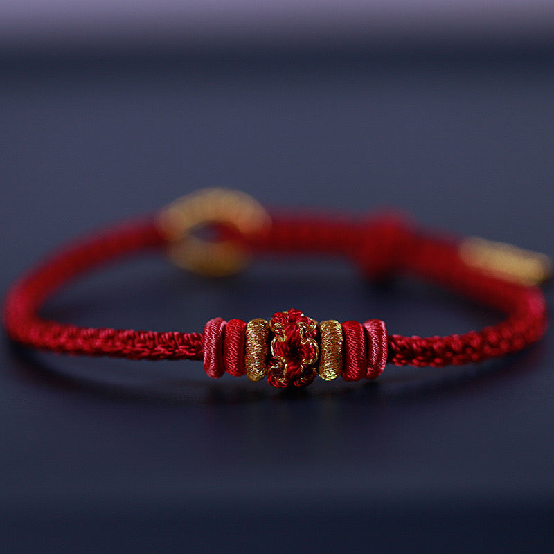 Tibetan Red String Bracelet Pixiu Fengshui- Buddhist Lucky Charm Good Luck Love Gift（Adjustable) Rerhy