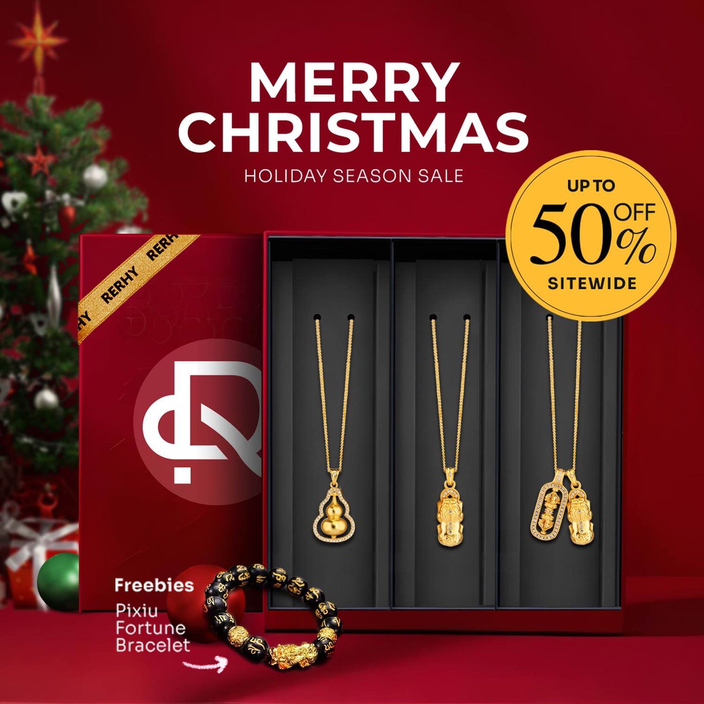 【Last Chance!! Elegant Set of Best Selling Bracelets & Free Gifted Matching Bracelet】Exquisite Feng Shui Pixiu Set: Gold Pixiu Pendant+Gold Gourd Necklace+Pixiu Vajra Necklace