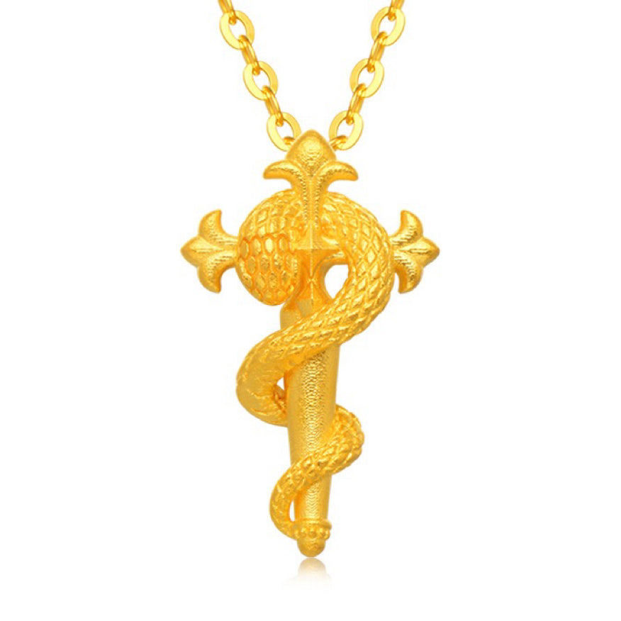 Snake Cross Necklace Guardian Necklace + Golden Snake Ring