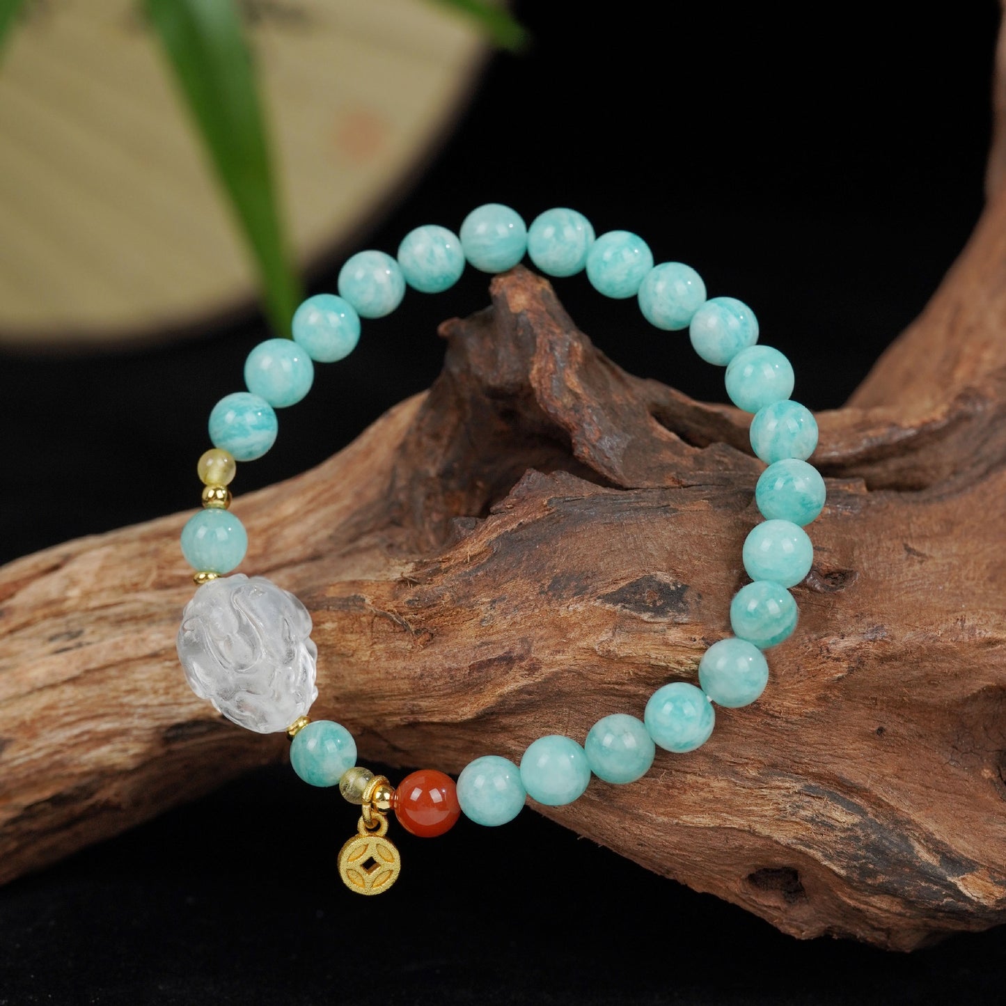 Natural Amazonite Bracelet Rose Quartz Buddha Charm My Store