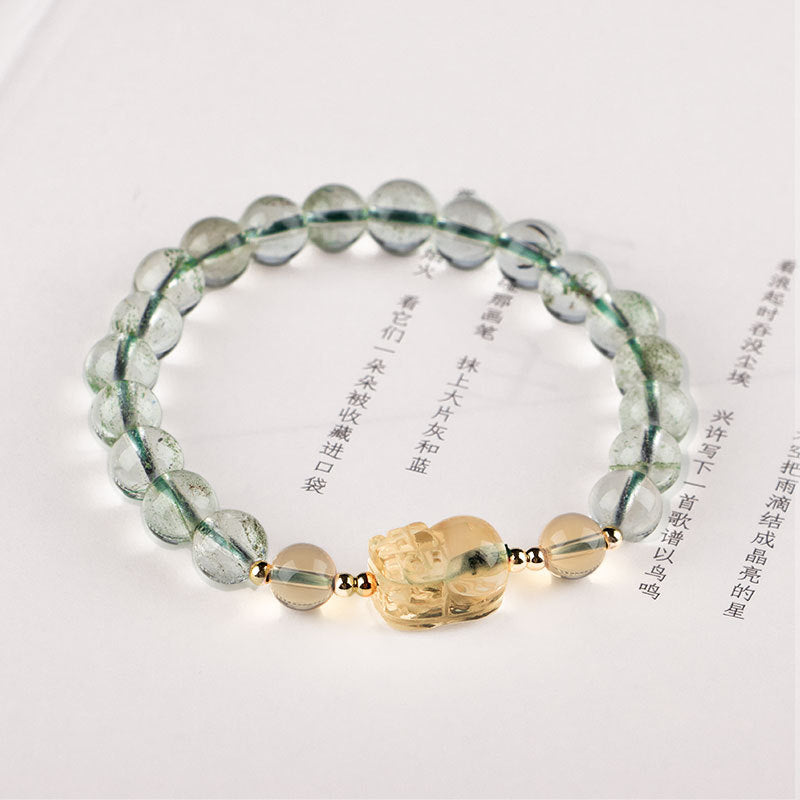 Healing Meditation Wealth Natural Green Ghost Bracelet Women's Transfer Beads Citrine Pixiu My Store