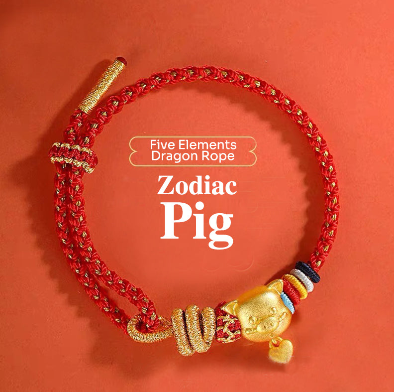 Buddha Red String Bracelet Zodiac Feng Shui - Buddhist Lucky Charm Good Luck Wealth Gift (Adjustable)