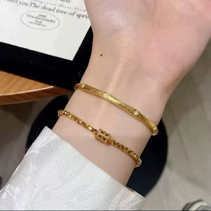 High-end Eight-Diamond Gold Bracelet + Tanzanite Gold Bracelet-Pointed Star Brushed Design