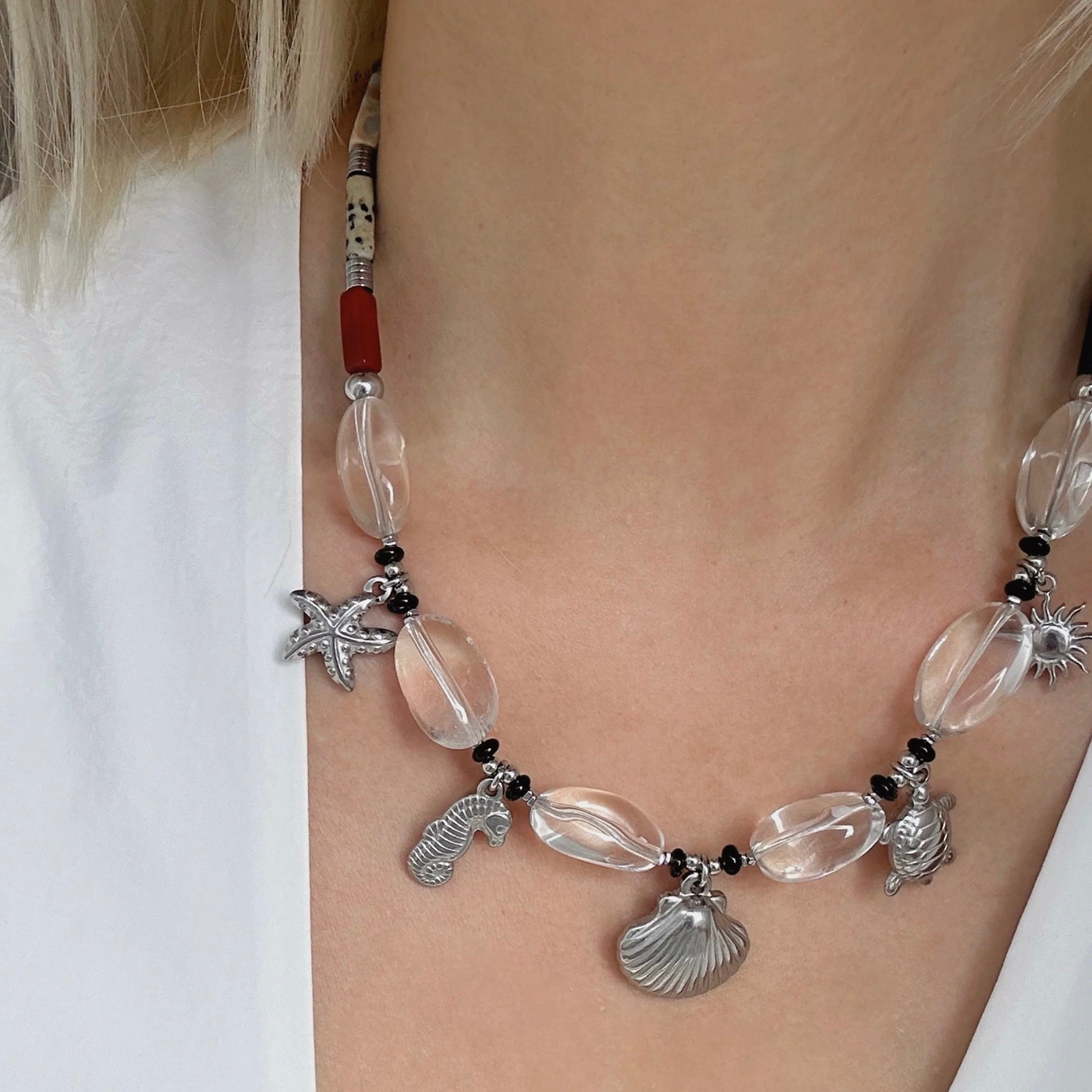 Ocean World Pure White Crystal Necklace Handmade My Store