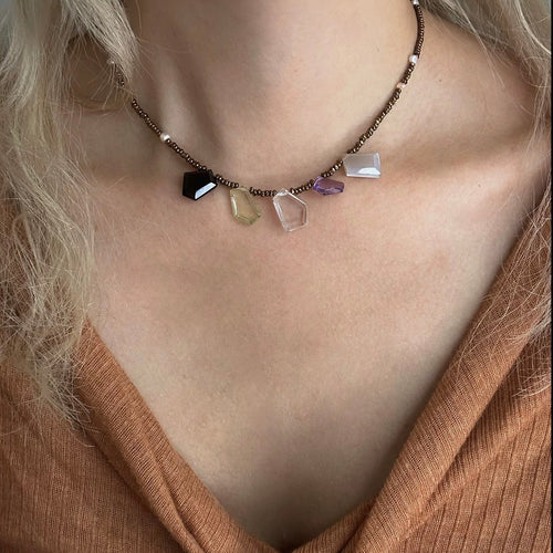 Desert Sunshine Colorful Crystal Pillar, Calming Crystal Energy Necklace My Store