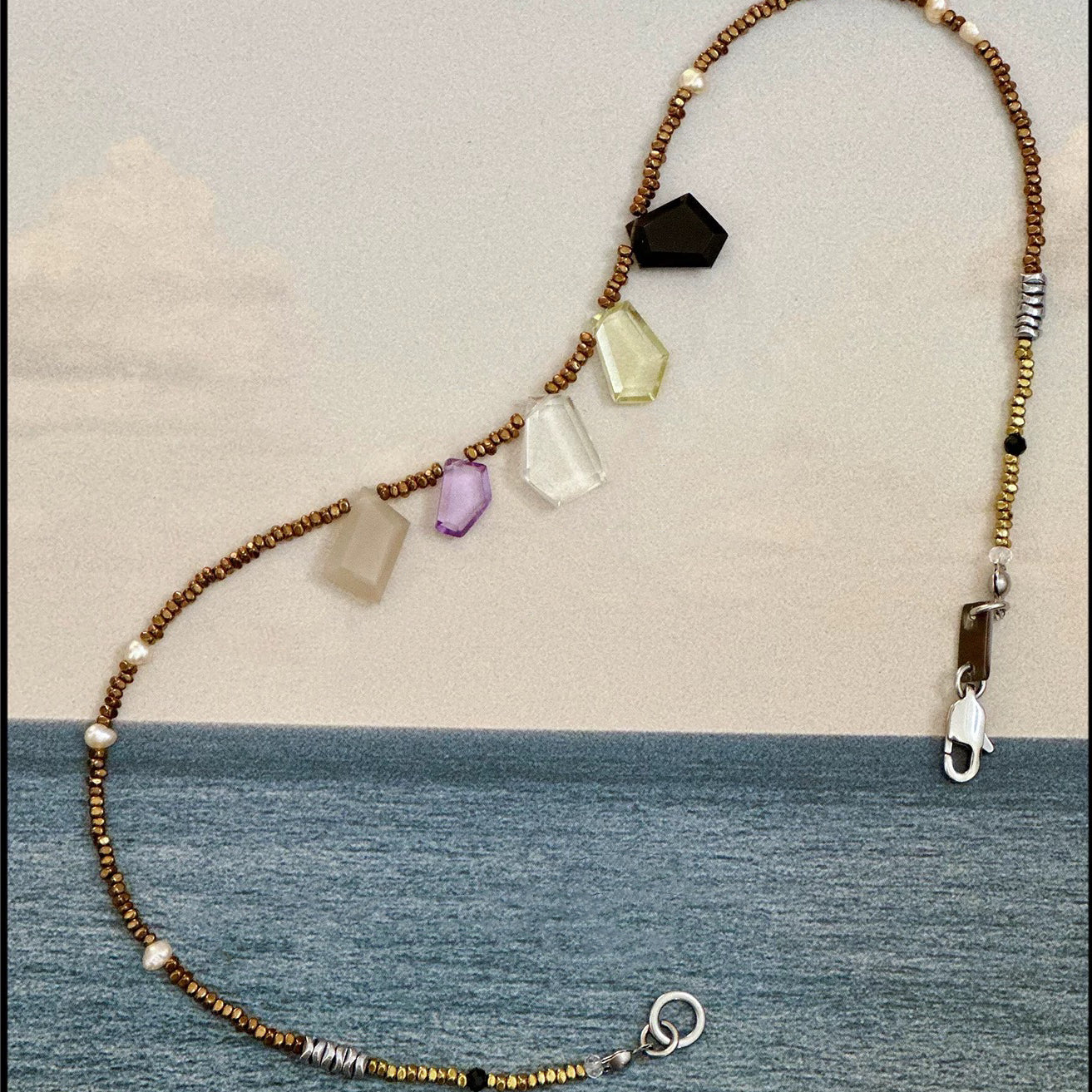 Desert Sunshine Colorful Crystal Pillar, Calming Crystal Energy Necklace My Store