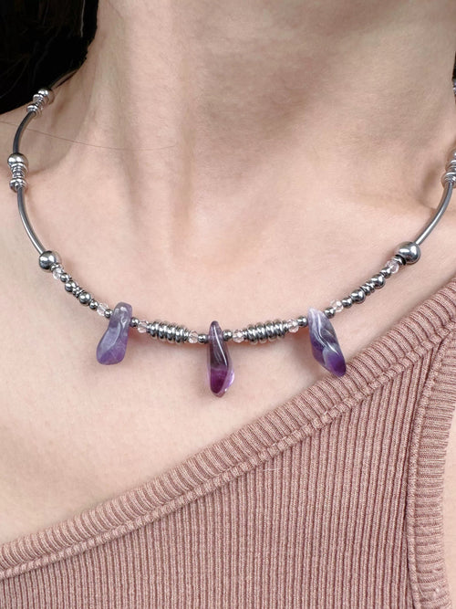 "Super string" wave beads natural rolling transfer beads irregular crystal necklace My Store