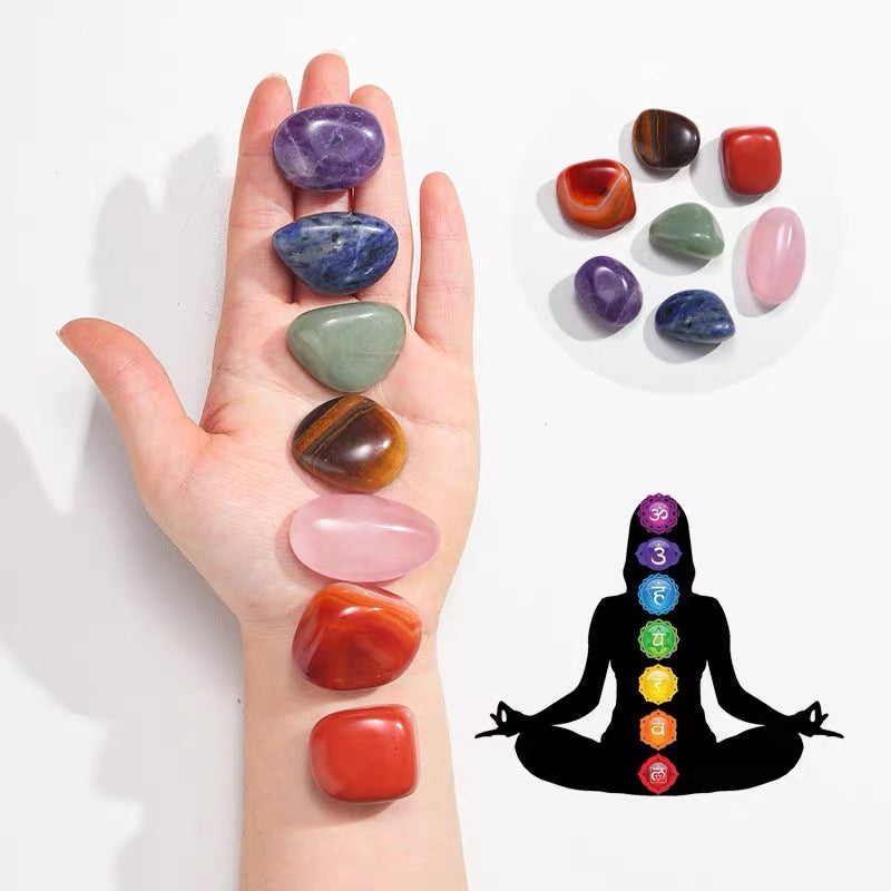 Healing Crystal Chakra Stone Yoga Ornaments Decoration Polished Natural Gemstone Set of 7 Rerhy