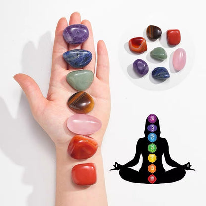 Healing Crystal Chakra Stone Yoga Ornaments Decoration Polished Natural Gemstone Set of 7 Rerhy