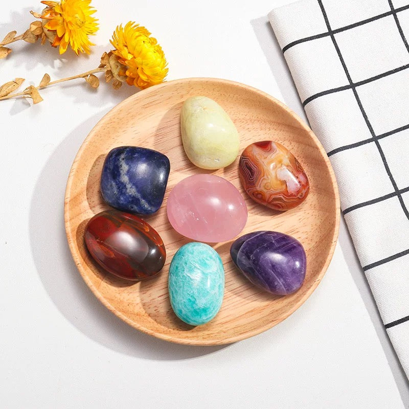 Healing Crystal Chakra Stone Yoga Ornaments Decoration Polished Natural Gemstone Set of 7 Rerhy