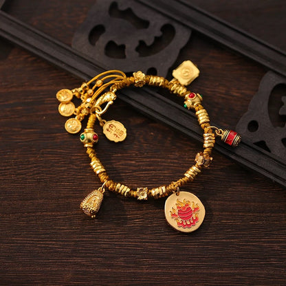 【Last Day ALERT!!  Best Price of the YEAR】Gold God of Wealth Bracelet for Women New Retro High-end Peace and Wealth Bracelet Rerhy