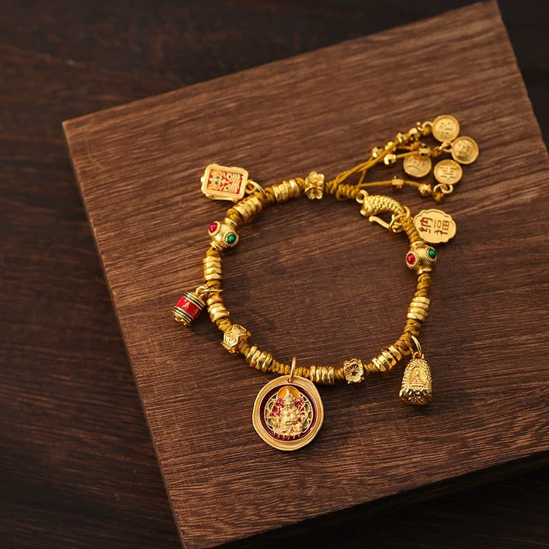 【Last Day ALERT!!  Best Price of the YEAR】Gold God of Wealth Bracelet for Women New Retro High-end Peace and Wealth Bracelet Rerhy