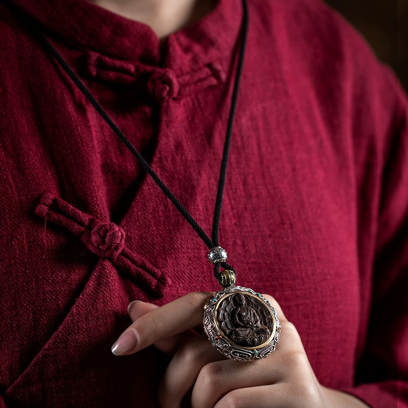 Natural Agarwood Gemstone Buddha Pendant Necklace Bodhisattva Amulet (Zodiac) My Store