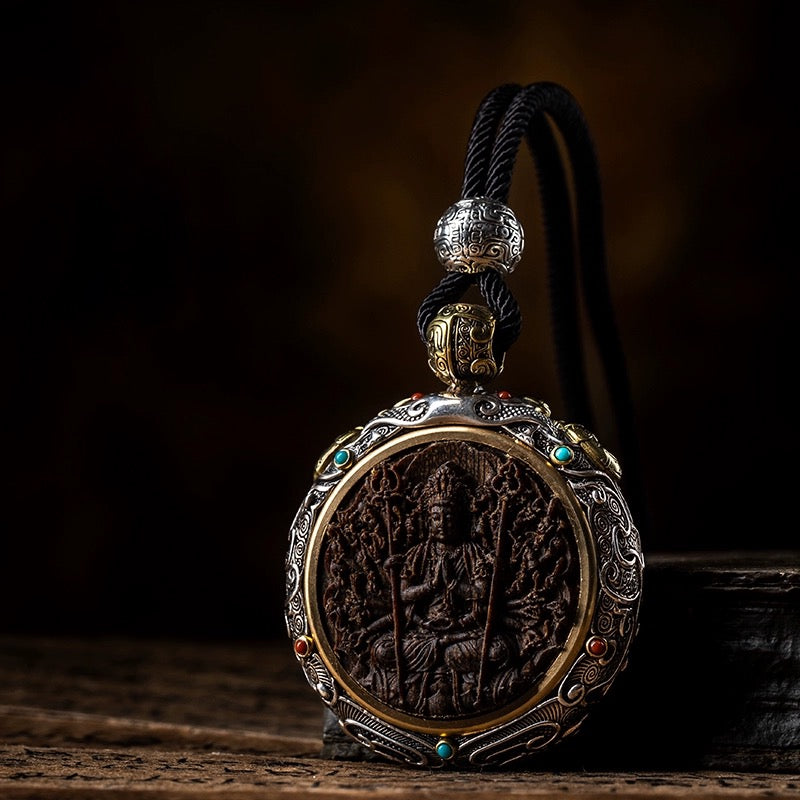 Natural Agarwood Gemstone Buddha Pendant Necklace Bodhisattva Amulet (Zodiac) My Store