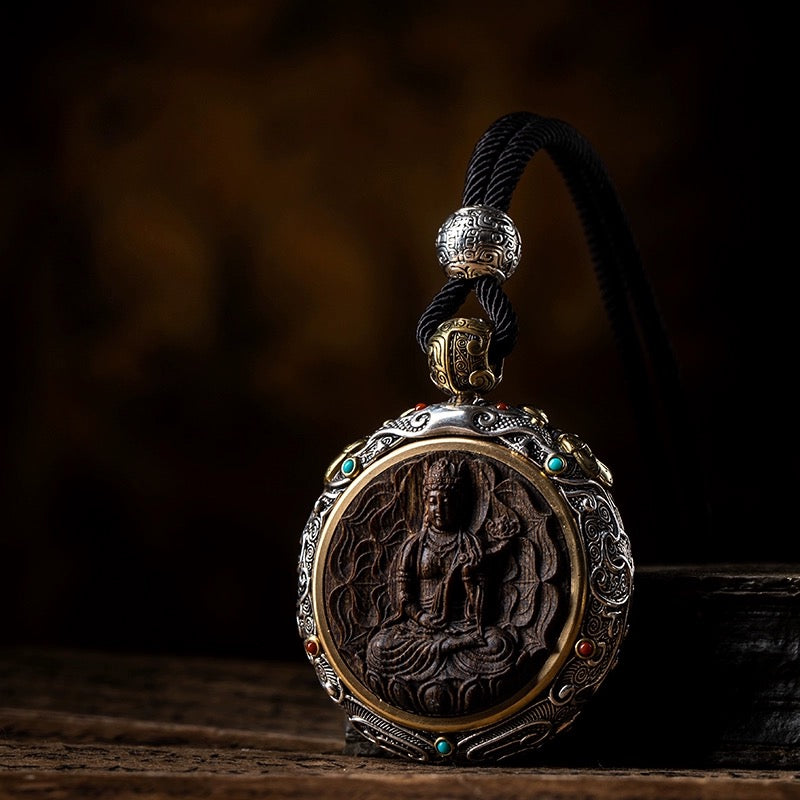 Natural Agarwood Gemstone Buddha Pendant Necklace Bodhisattva Amulet (Zodiac) My Store