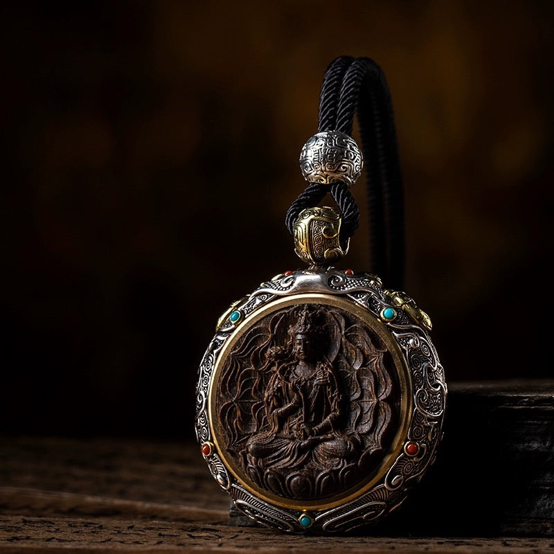 Natural Agarwood Gemstone Buddha Pendant Necklace Bodhisattva Amulet (Zodiac) My Store