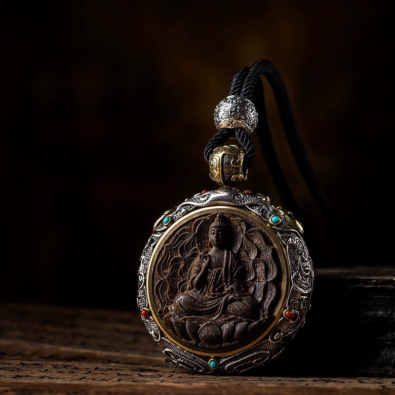 Natural Agarwood Gemstone Buddha Pendant Necklace Bodhisattva Amulet (Zodiac) My Store