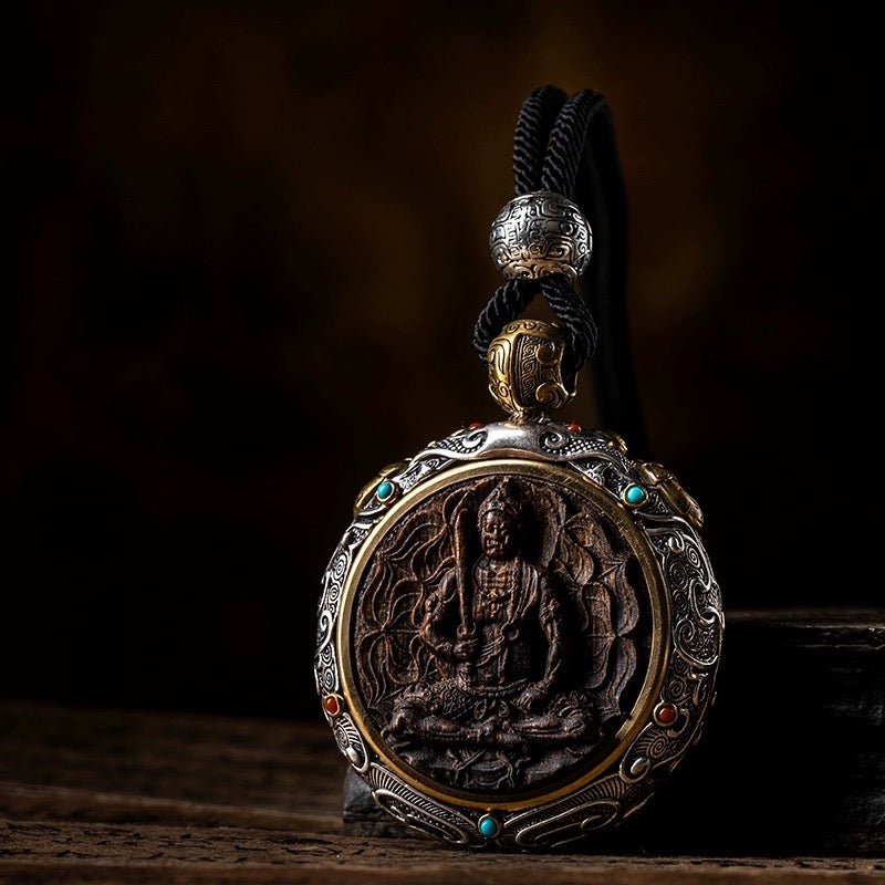 Natural Agarwood Gemstone Buddha Pendant Necklace Bodhisattva Amulet (Zodiac) My Store