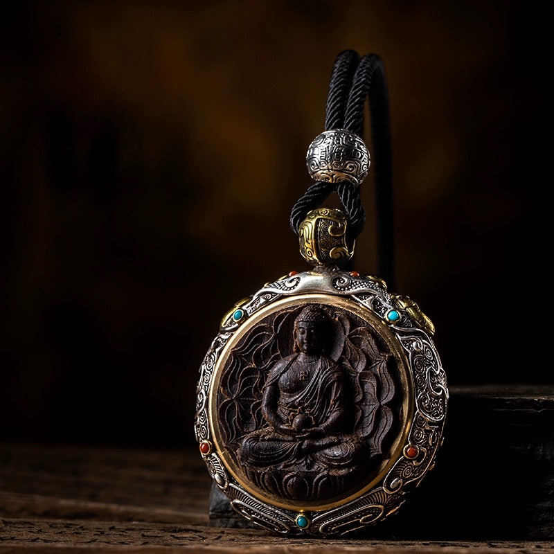 Natural Agarwood Gemstone Buddha Pendant Necklace Bodhisattva Amulet (Zodiac) My Store
