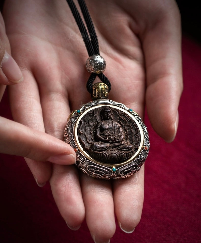Natural Agarwood Gemstone Buddha Pendant Necklace Bodhisattva Amulet (Zodiac) My Store