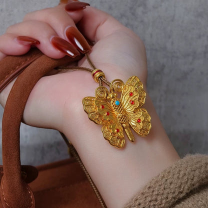 【Limited Offer: 45% OFF!】Enchanted Butterfly Enamel Necklace: Gold-plated, Butterfly luck necklace, no fading